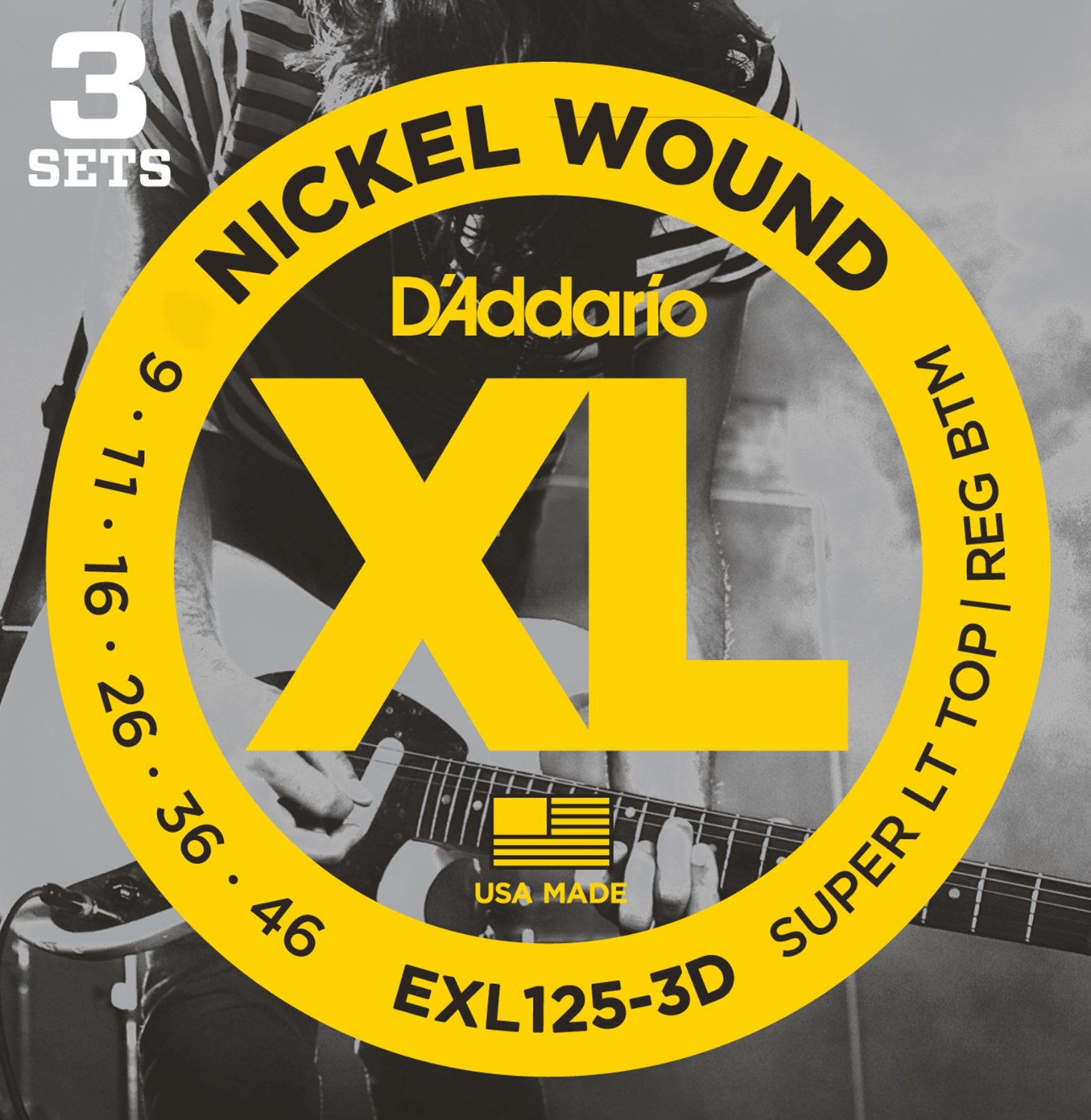 EXL125-3D　エレキギター弦　3SET PACK
